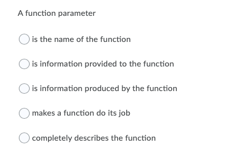 not to functions. True False Question 9 (1 point) There is always