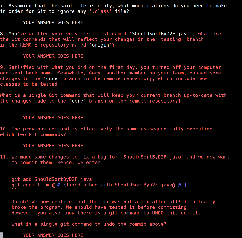 >> 7. Assuming that the said file is empty, what modifications do