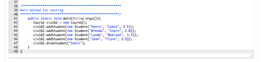 what methods are available. Test class is #3)Given a class called Student