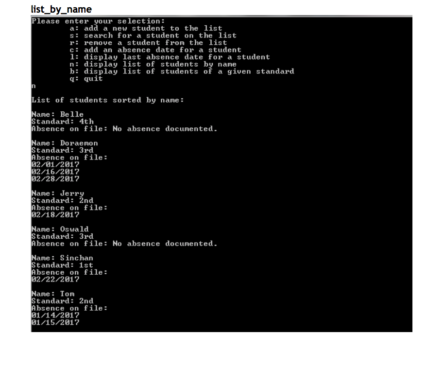 a partially completed program that creates a list of students for a