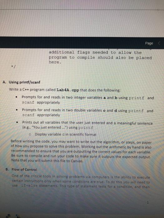  c++ Page additional flags needed to allow the program to compile