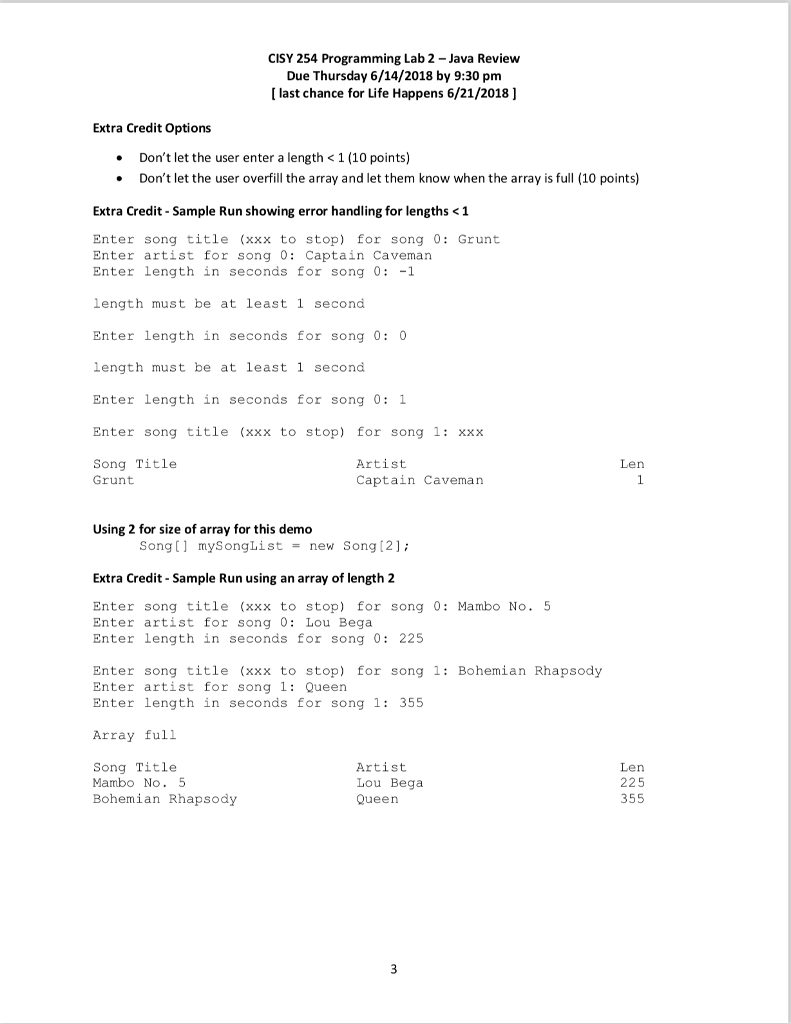 This lab is meant to be an overview of Java, specifically Array