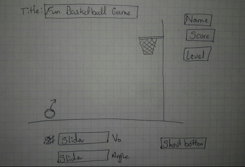 Must use Matlab Software Create a basketball shooting game using GUI in