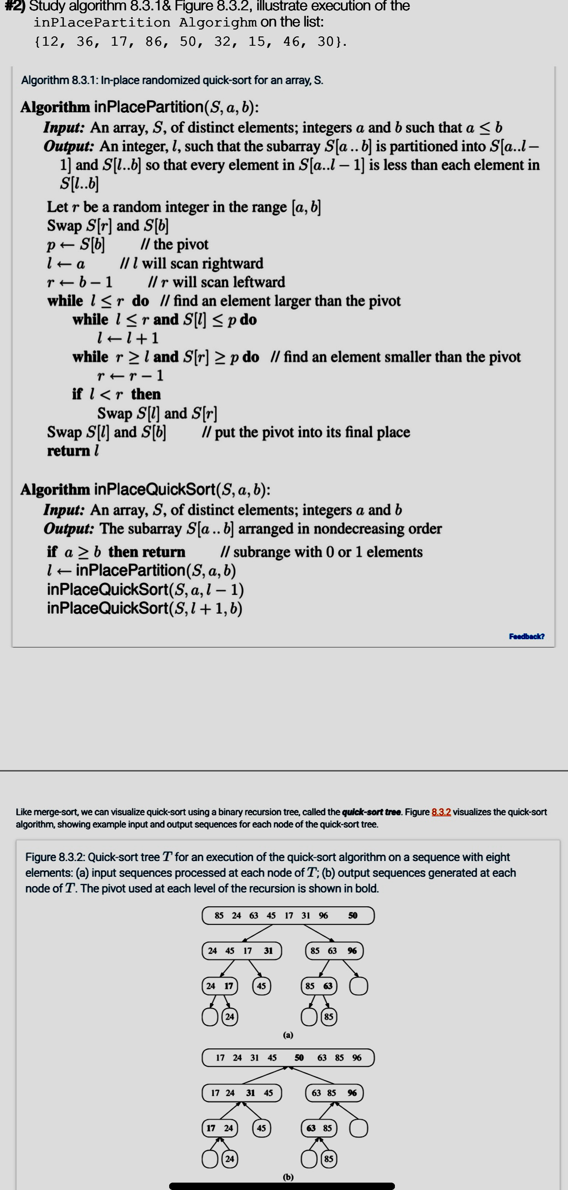  #2) Study algorithm 8.3.1 & Figure 8.3.2, illustrate execution of the