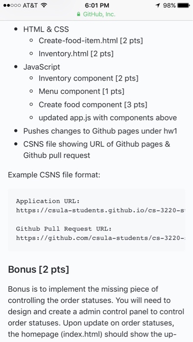 HTML JS 6:01 PM GitHub, Inc. 000 AT&T 9896. HTML & CSS