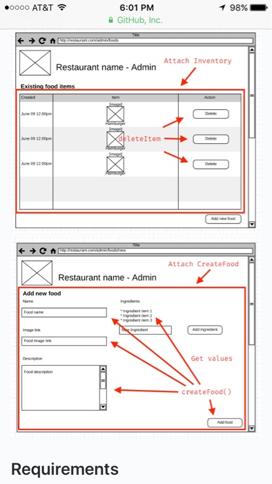 pts] Menu component [1 pts] Create food component [3 pts] updated app.js