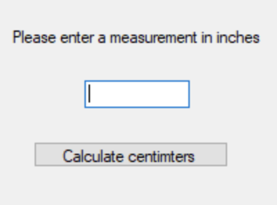Write a GUI program named InchesToCentimetersGUI that allows the user to input