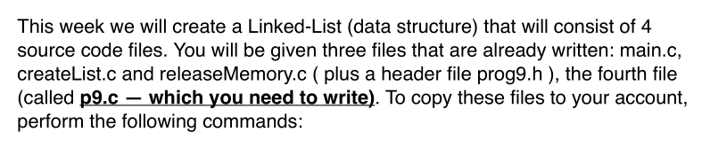  This week we will create a Linked-List (data structure) that will