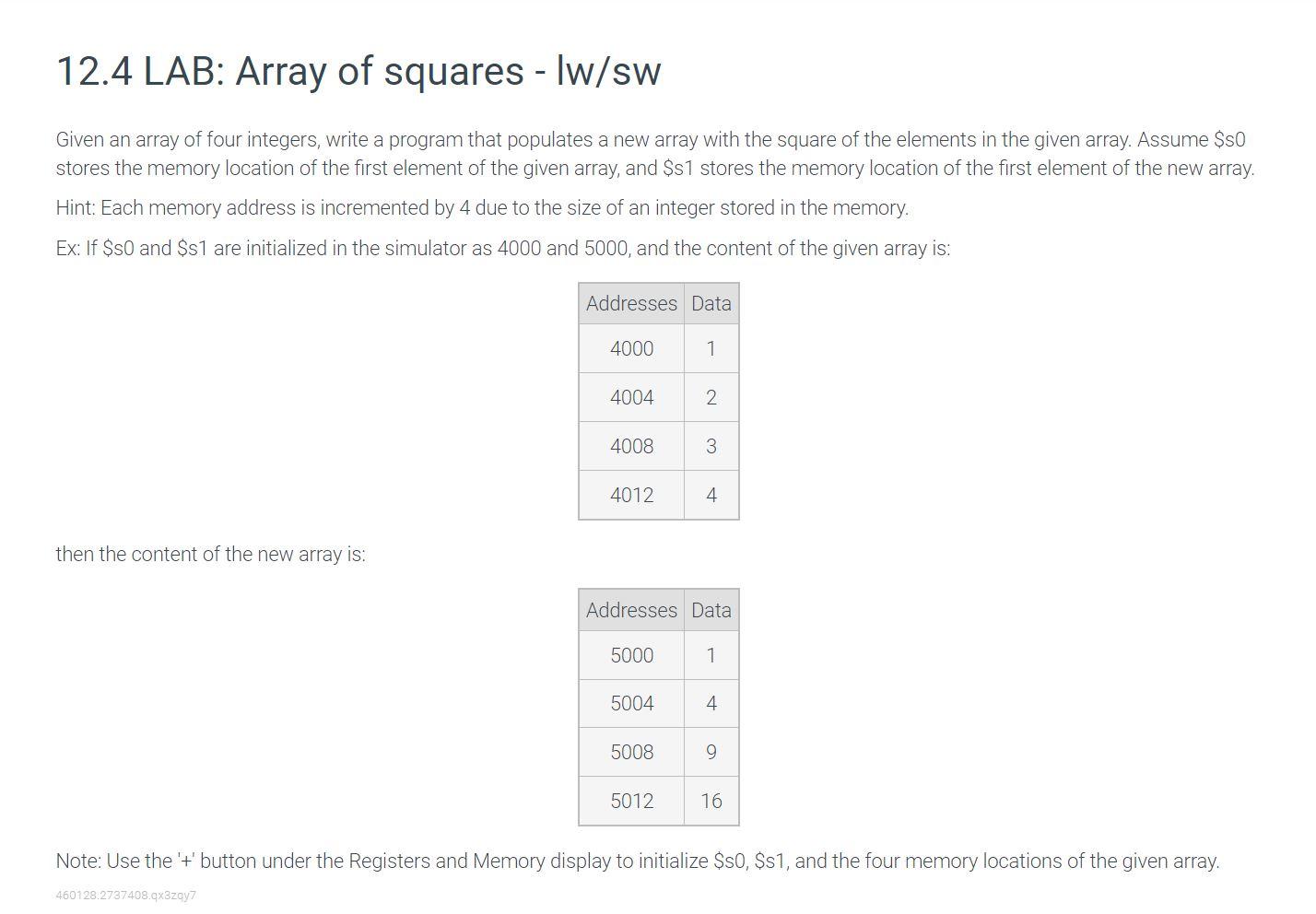  the code must be in MIPS language & only need answer