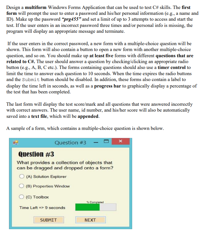  Design a multiform Windows Forms Application that can be used to