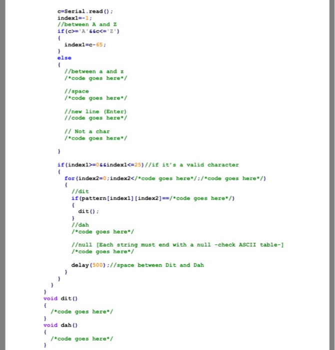 correct pattern for each incoming character, and then play the correct Morse