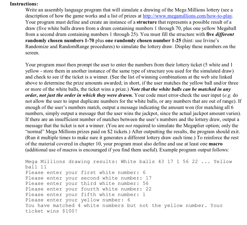  Instructions: Write an assembly language program that will simulate a drawing