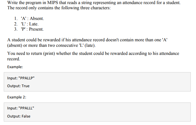 In MIPS Write the program in MIPS that reads a string representing