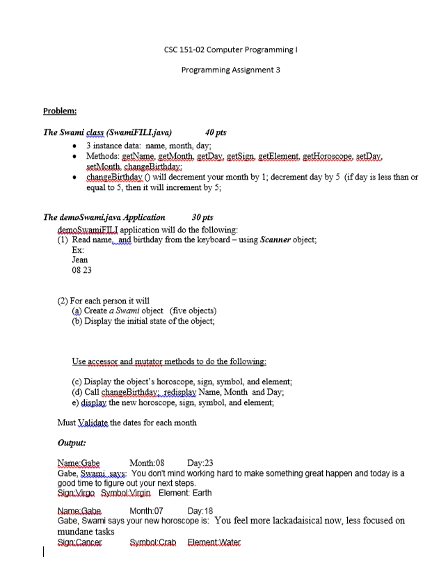 Write a java program that gives this output CSC 151-02 Computer Programming