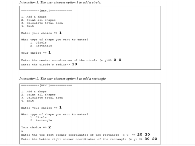 as pure virtual function // define read() and print() as virtual function
