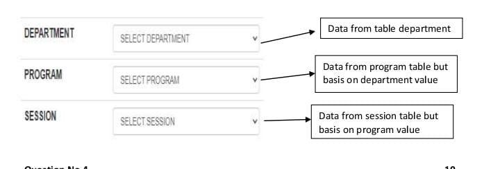 Program and session with given fields and create a form given below,