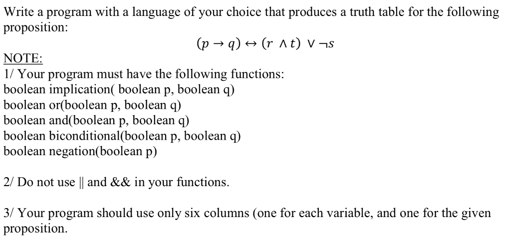 I am trying to write a program to solve this problem for
