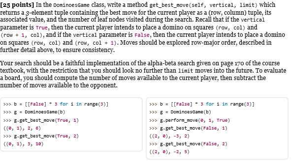  [as points] In the DoninoesGame class, class, write a method get_best