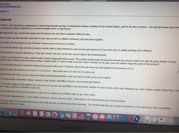  Penon,java Person TestHarness java Deitel 3,6 Classwork or the rate of