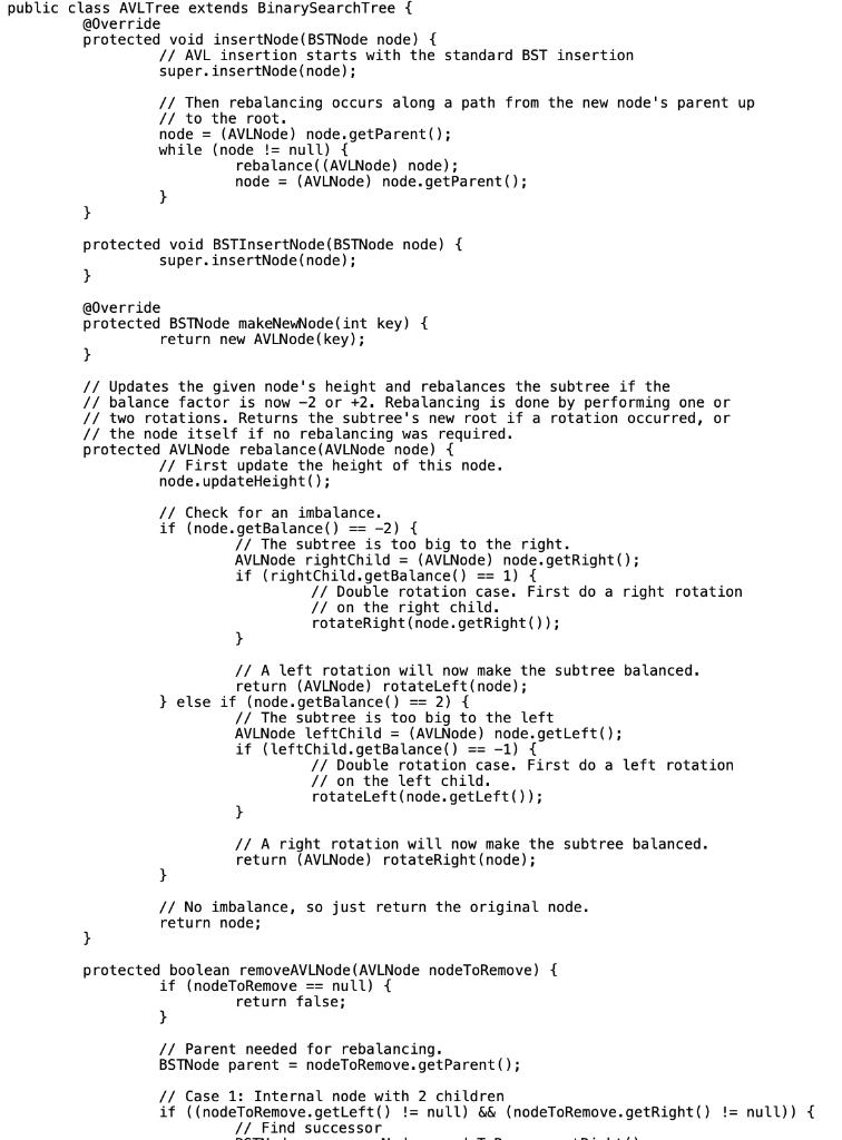 has private fields for the key, parent reference, left child reference, and