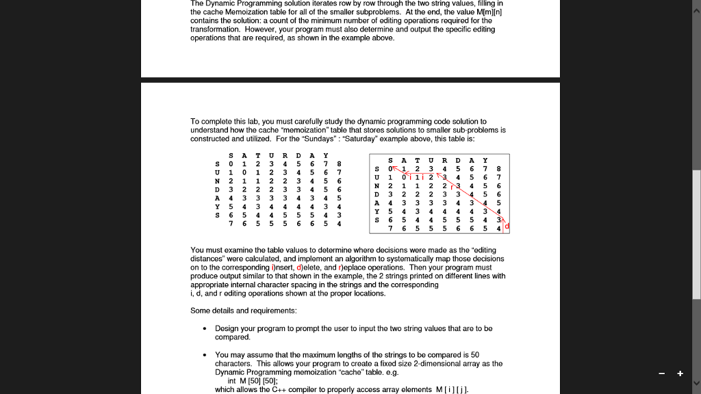 distance between 2 strings in C++. But I also need to display