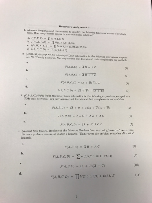  (Boolean Simplification) Use express to simplify the following functions in sum