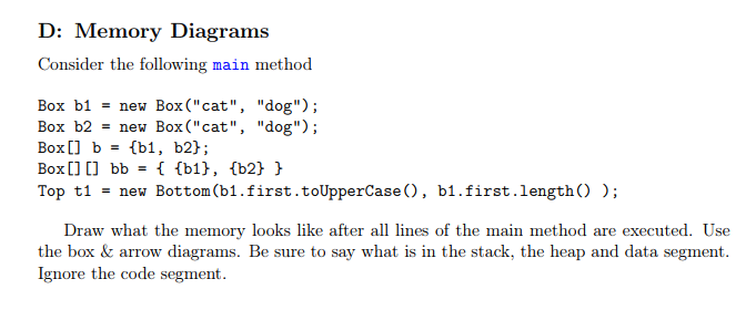  can i get help with this java question please? D: Memory