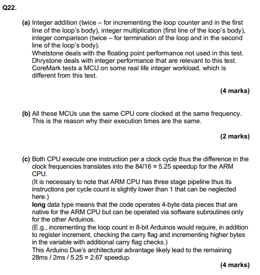 Q22. (a) Integer addition (twice - for incrementing the loop counter