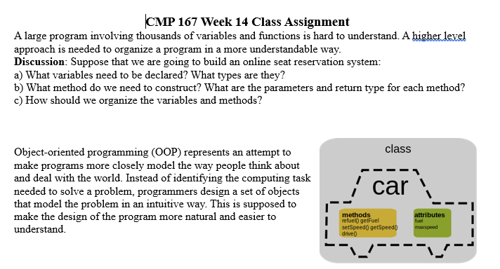 Java Assignment CMP 167 Week 14 Class Assignment A large program involving