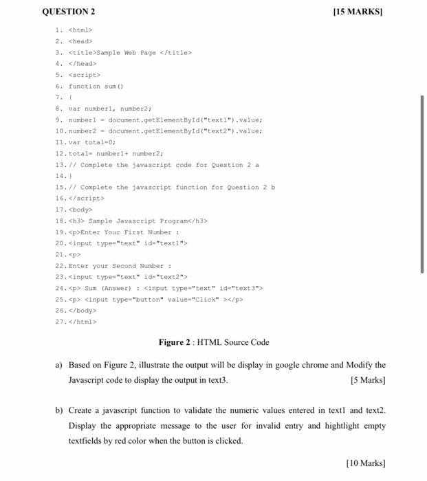  QUESTION 2 [15 MARKS 1. 2. 3. Sample Web Page 4.