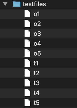 The inputs need to be incorporated from the TESTFILES (O:T. 1,2,3,4,5) and