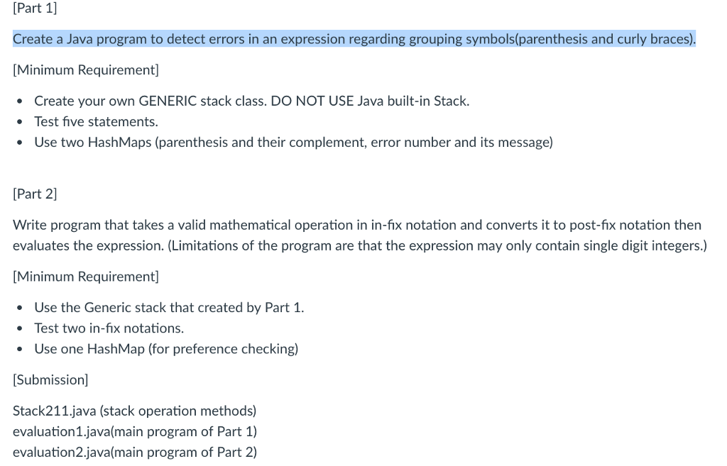  Part 11 Create a Java program to detect errors in an