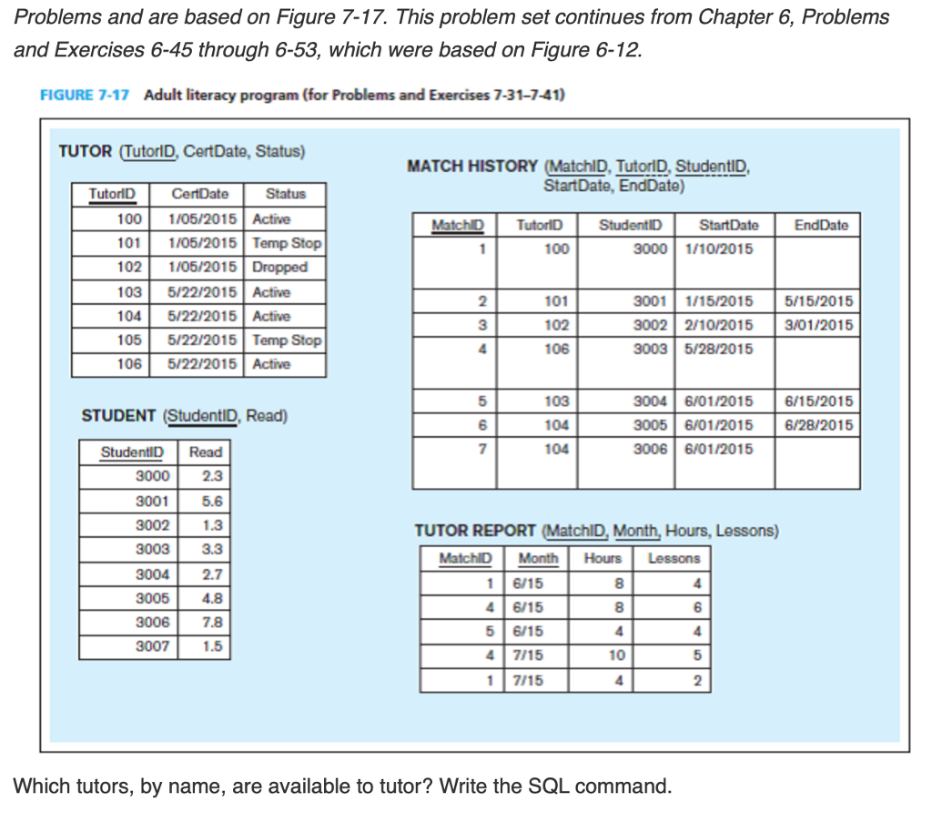  Problems and are based on Figure 7-17. This problem set continues