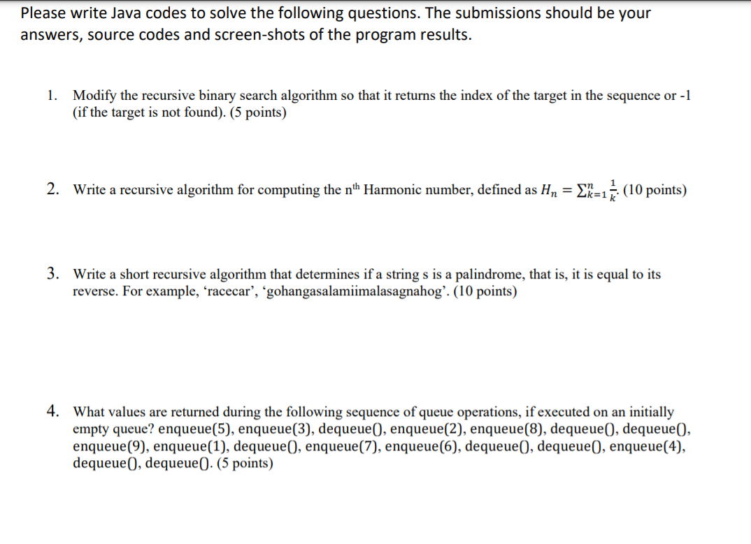 1. Modify the recursive binary search algorithm so that it returns the