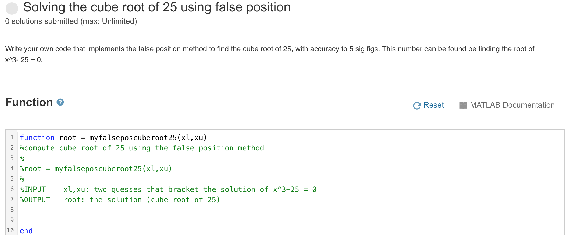  Solving the cube root of 25 using false position O solutions
