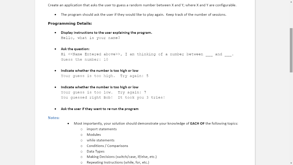 ONLY IN PYCHARM!! Create an application that asks the user to guess