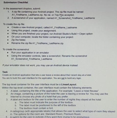building a layout by using android studio subject mobile development. please beed