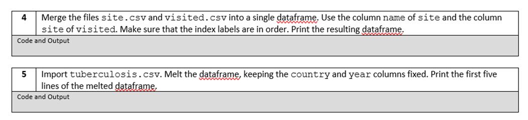  Help me ASAP, use python codes 4 Merge the files site.csv