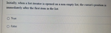  Initially, when a list iterator is opened on a non-empty list,