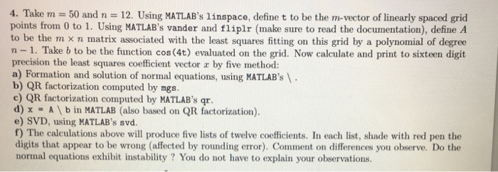  Take m = 50 and n = 12. Using MATLAB's lenspiece.