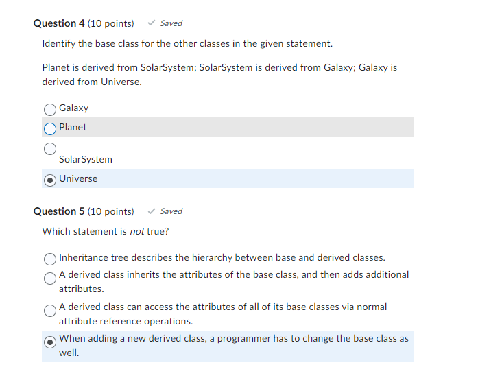 Identify the base class for the other classes in the given