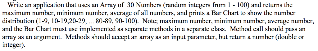  Java question: Write an application that uses an Array of 30