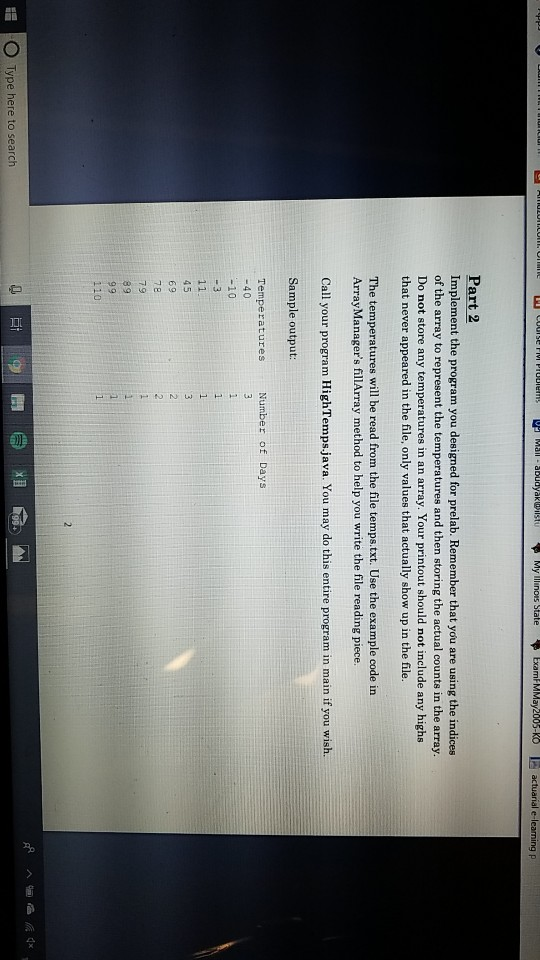 of daily high temperatures from a file and then prints to the