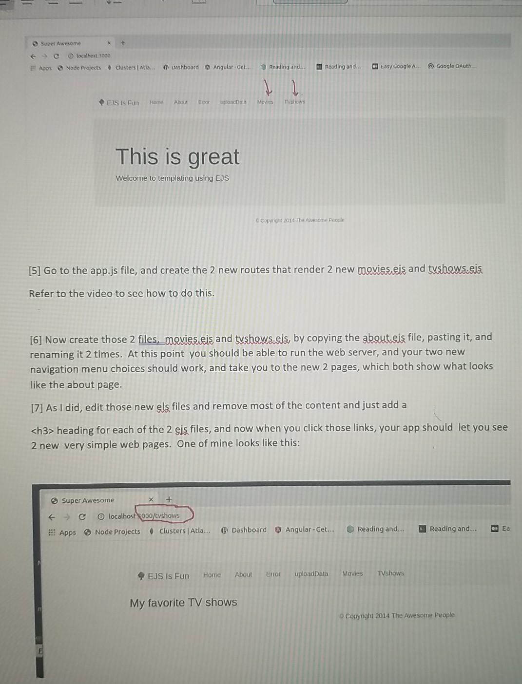 to add 2 new eis web pages to the ejsApp2 program we