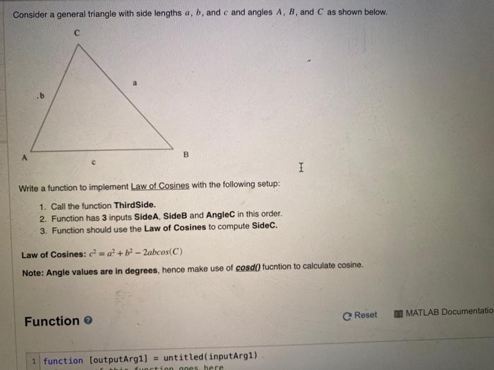  Consider a general triangle with side lengths a, b, and c