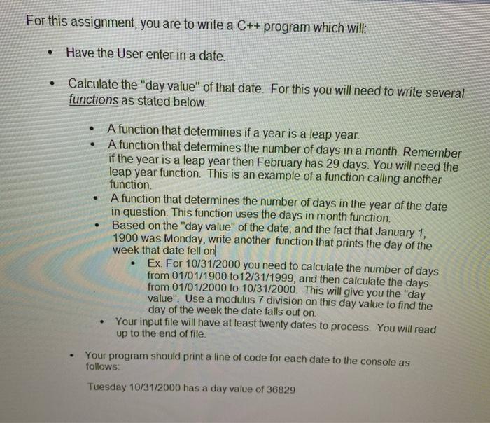 For this assignment, you are to write a C++ program which