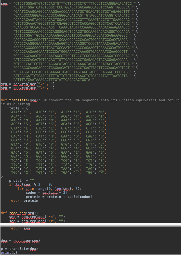 Here is my python code that translates DNA to protein... I need