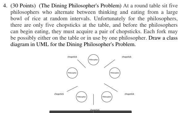 4. (30 Points) (The Dining Philosopher's Problem) At a round table