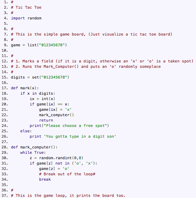 For the following Python Tic Tac Code below: Draw a game tree