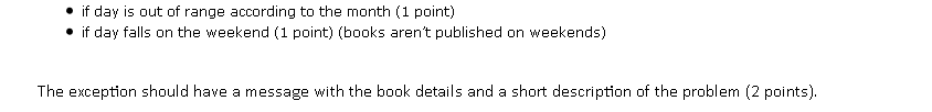 BASE CODE : Book.java import java.time.LocalDate; public abstract class Book { private